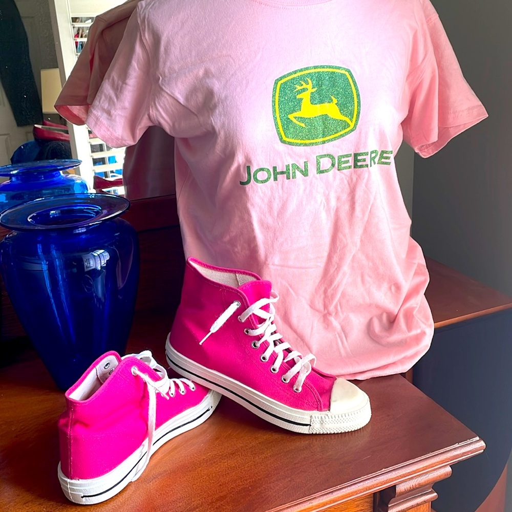 Pink high top sneakers